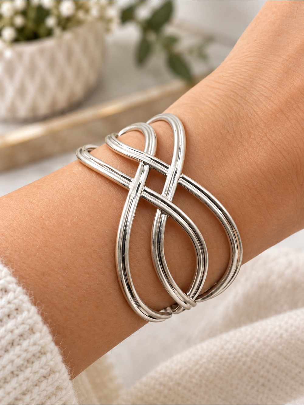 6/$25 - Pomina Silver-Tone Multi-Strand Open Cuff Bracelet (BN3 po)